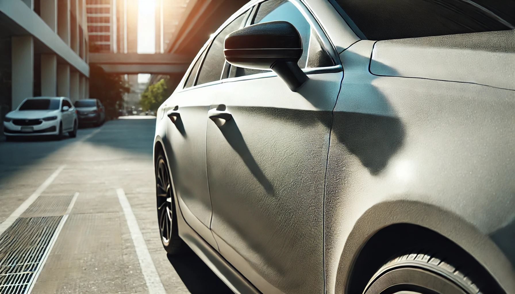 light grime on a car before a waterless car wash